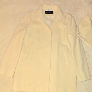 Kenneth-cole Women's Cream Wool Tailored Pea Coat NWOT